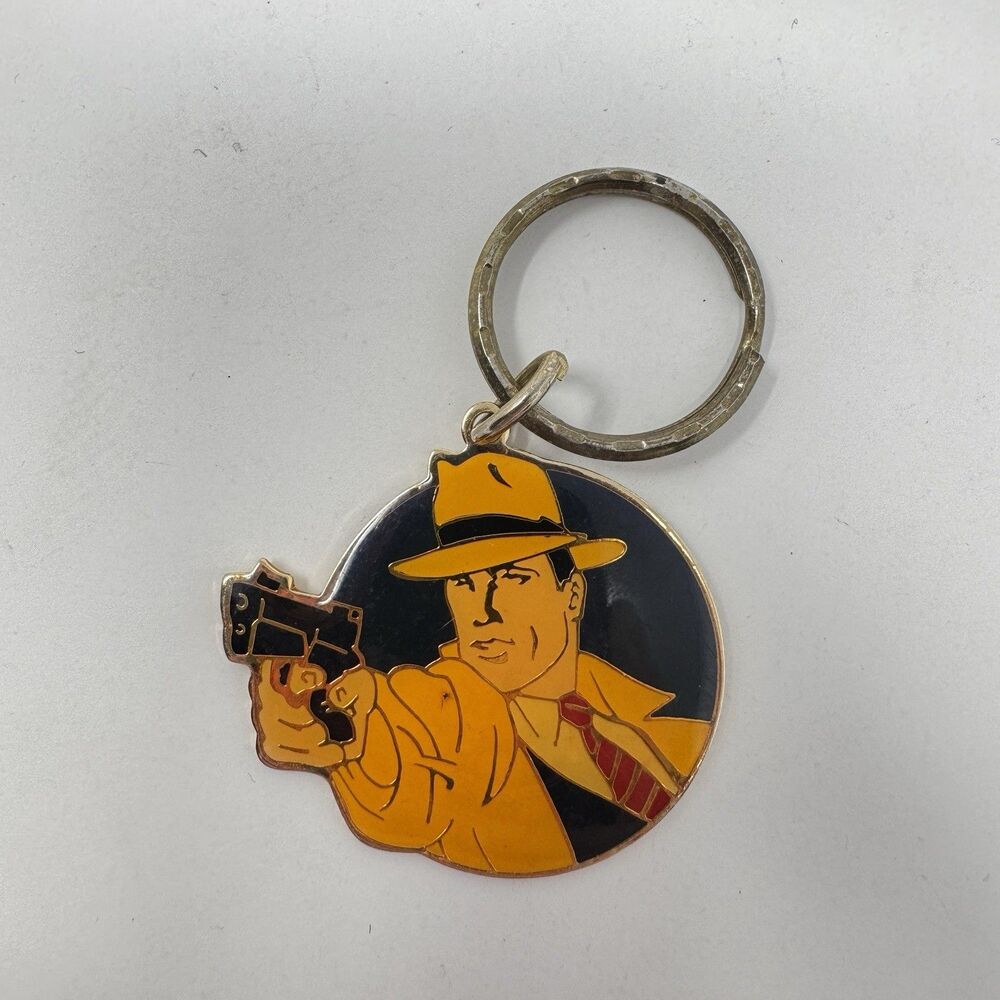 Vintage Disney Dick Tracy Keychain 1.5” Detective Comic